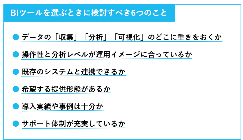 BIツールを選ぶときに検討すべき6つのこと