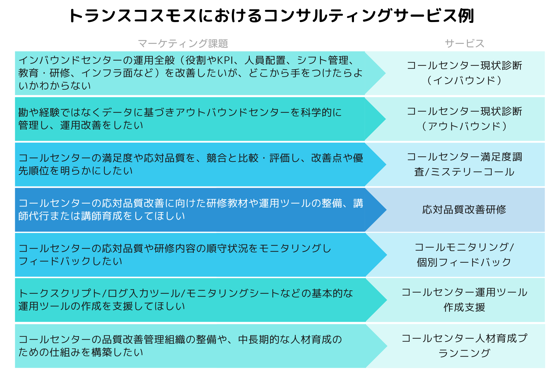 トランスコスモスにおけるコンサルティングサービス例