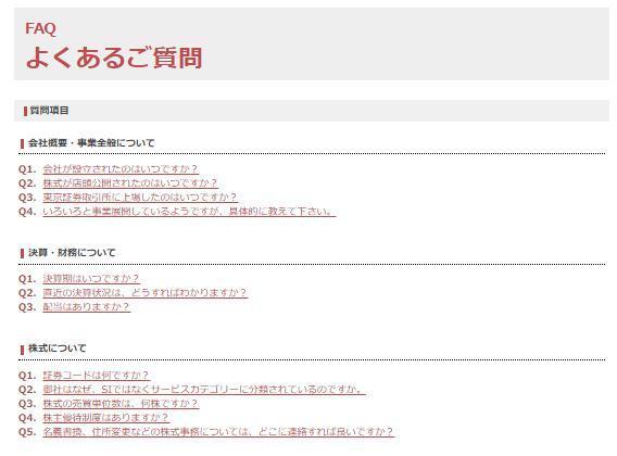 トランスコスモスホームページのFAQページ