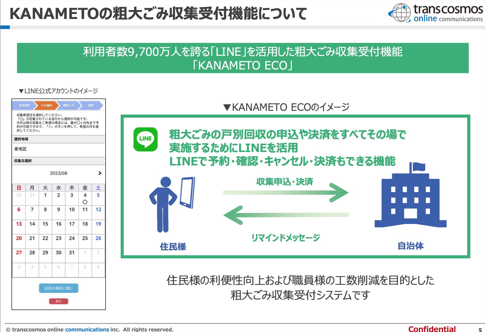 LINEを活用した粗大ごみ収集申込受付ツール「KANAMETO ECO」について