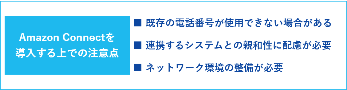 Amazon Connectを導入する上での注意点の一覧