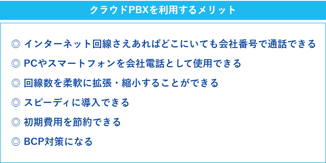 クラウドPBXを利用するメリットの一覧