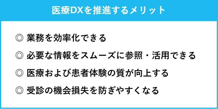 医療DXを推進するメリットの一覧