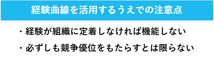 経験曲線を活用するうえでの注意点一覧
