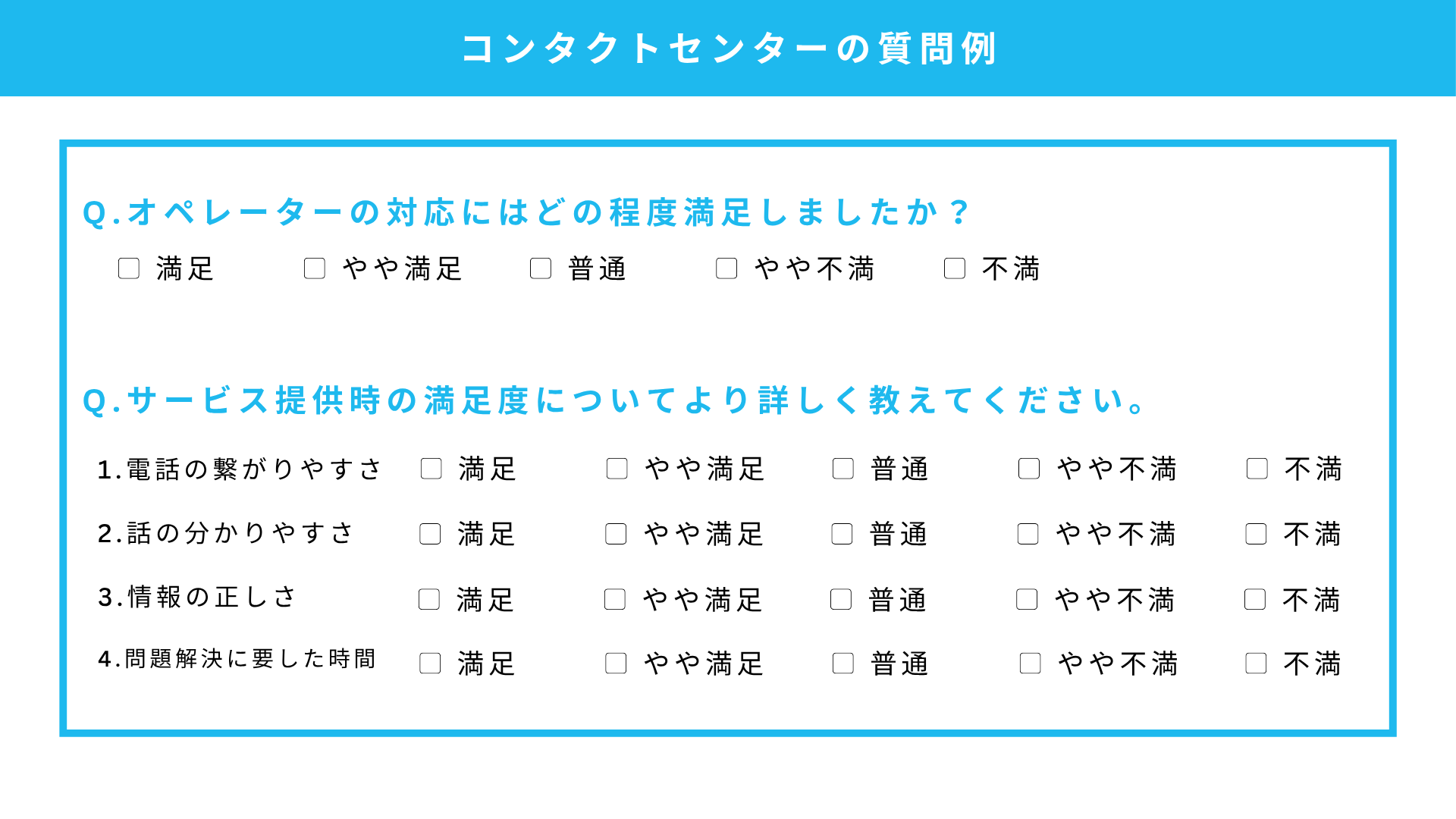 コンタクトセンターの質問例